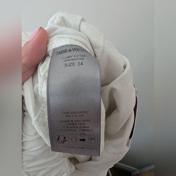 Zadig & Voltaire Plumy Pants Women's white cotton pants with drawstring Size 34 - Picture 7 of 8